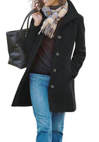 chouyatou Womens Winter Wool Blend Pea Coat Single Breasted Stand Collar Casual Trench Coat Overcoat (XX-Large Black)