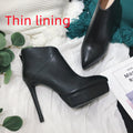 Stiletto High-Heeled Platform Leather Ankle Boots