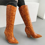 Women's Knee-High Thick Heeled Martin Boots