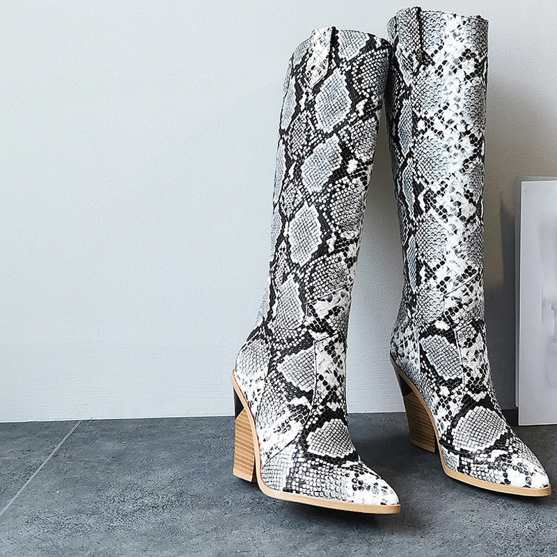 Women's Knee-High Thick Heeled Martin Boots