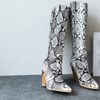 Women's Knee-High Thick Heeled Martin Boots