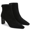 Black Suede Ankle Boots for Women Pointed Toe Chunky High Heeled Booties Dressy Fall Short Boots with Side Zipper