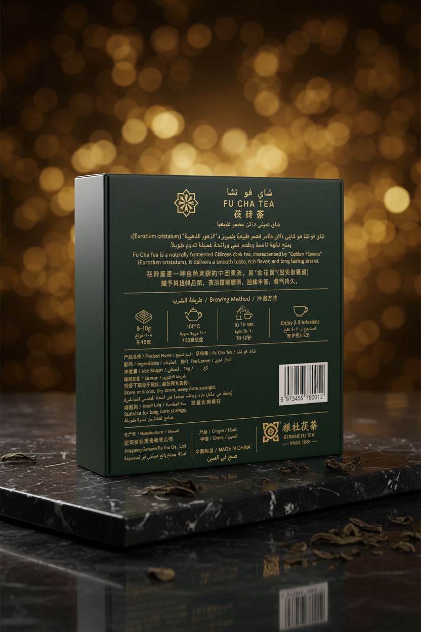 Fu Cha Tea 背面包装实景立体图